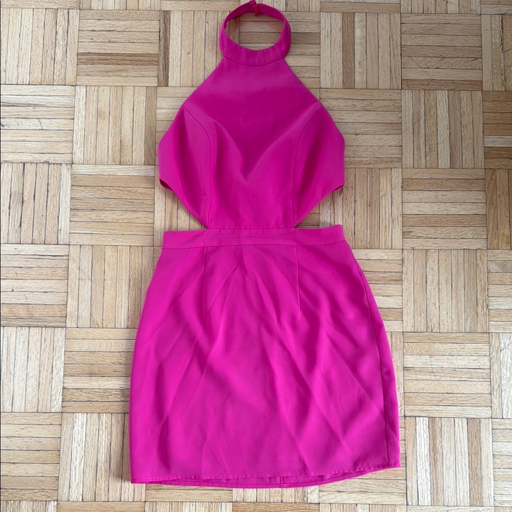 NBD Pink Backless Halter Cocktail Dress